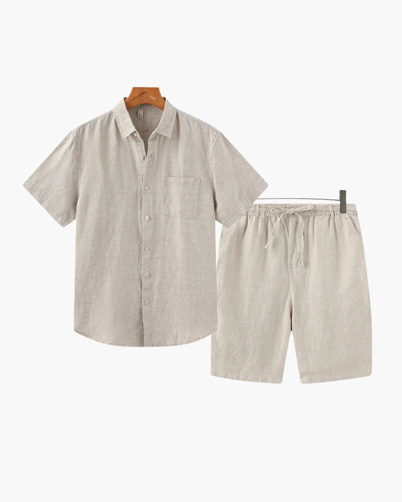 ENSEMBLE EN LIN MANCHES COURTES CARMONT